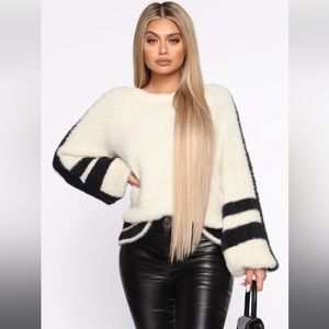 All Warm Inside Fuzzy Sweater- fashion nova